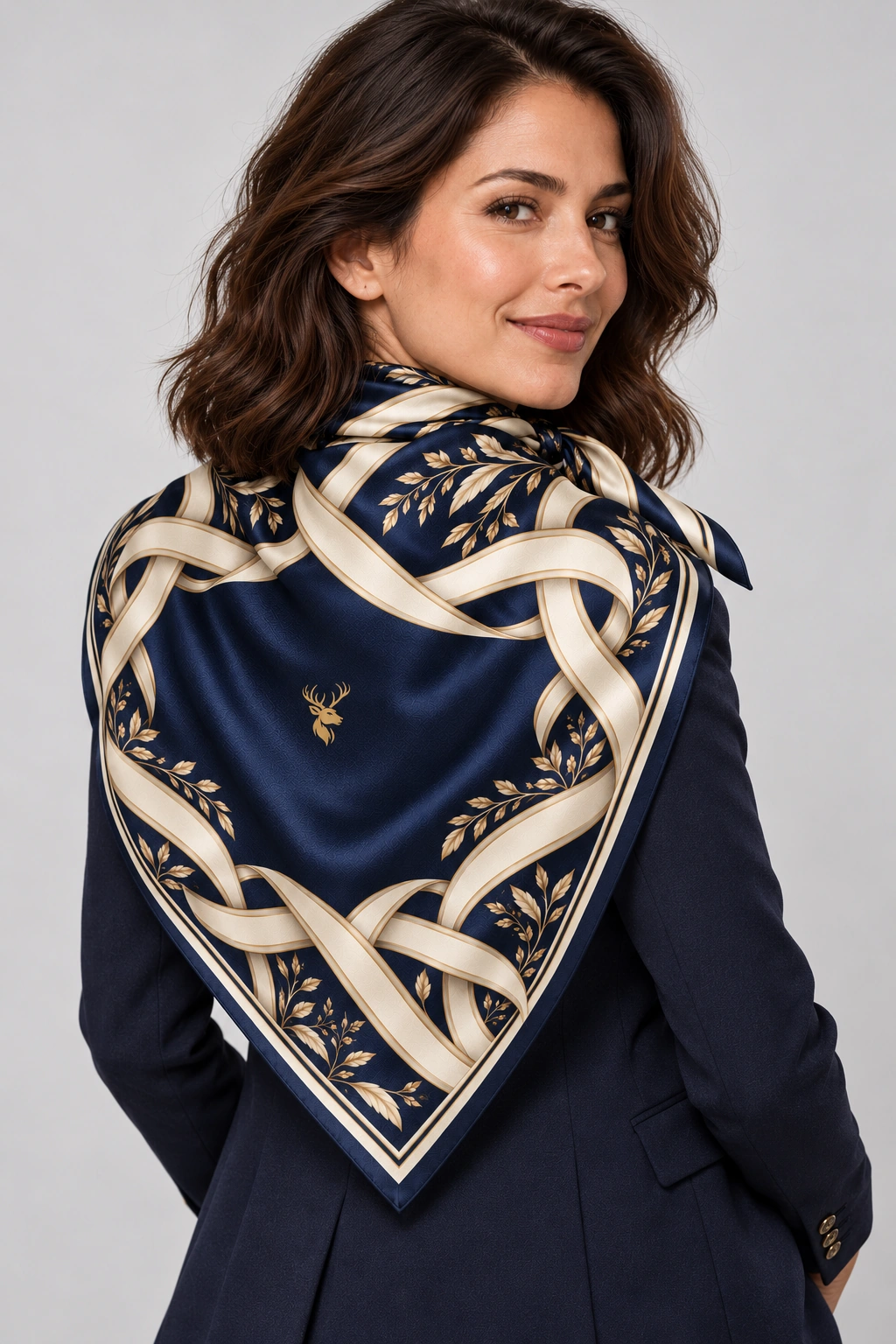 Ribbon Passage Scarf 90, On-model back view