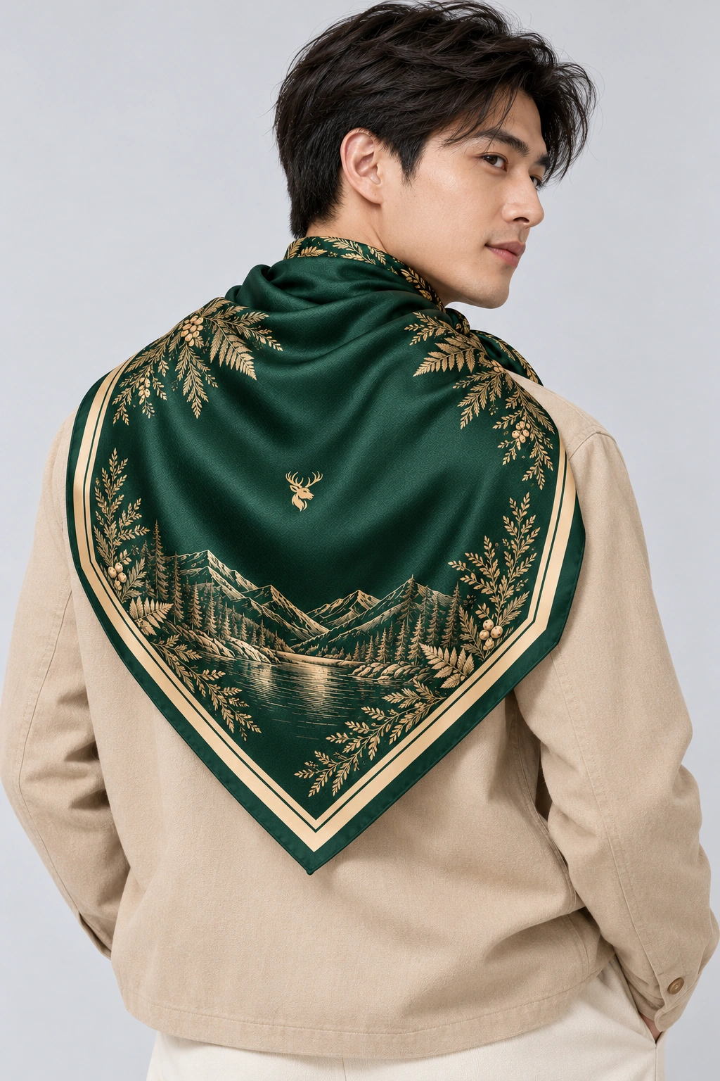 Cedar Grove Scarf 90, On-model back view