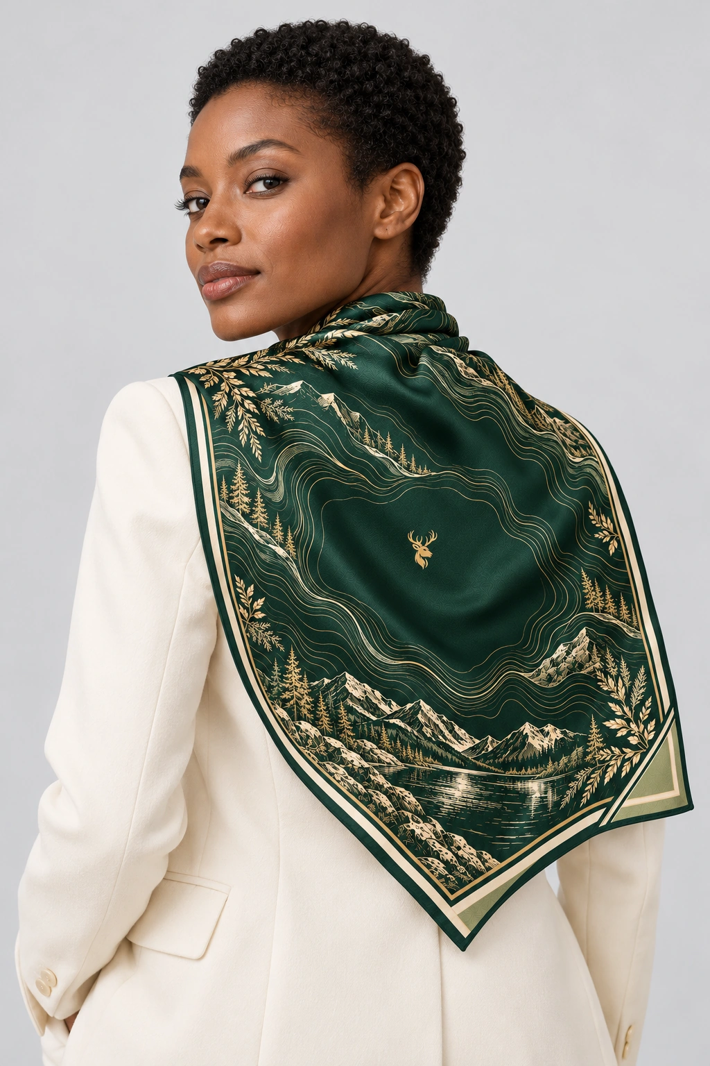 Alpine Drift Scarf 90, On-model back view