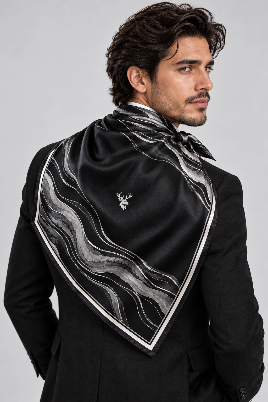 Graphite Current Scarf 90, On-model back view