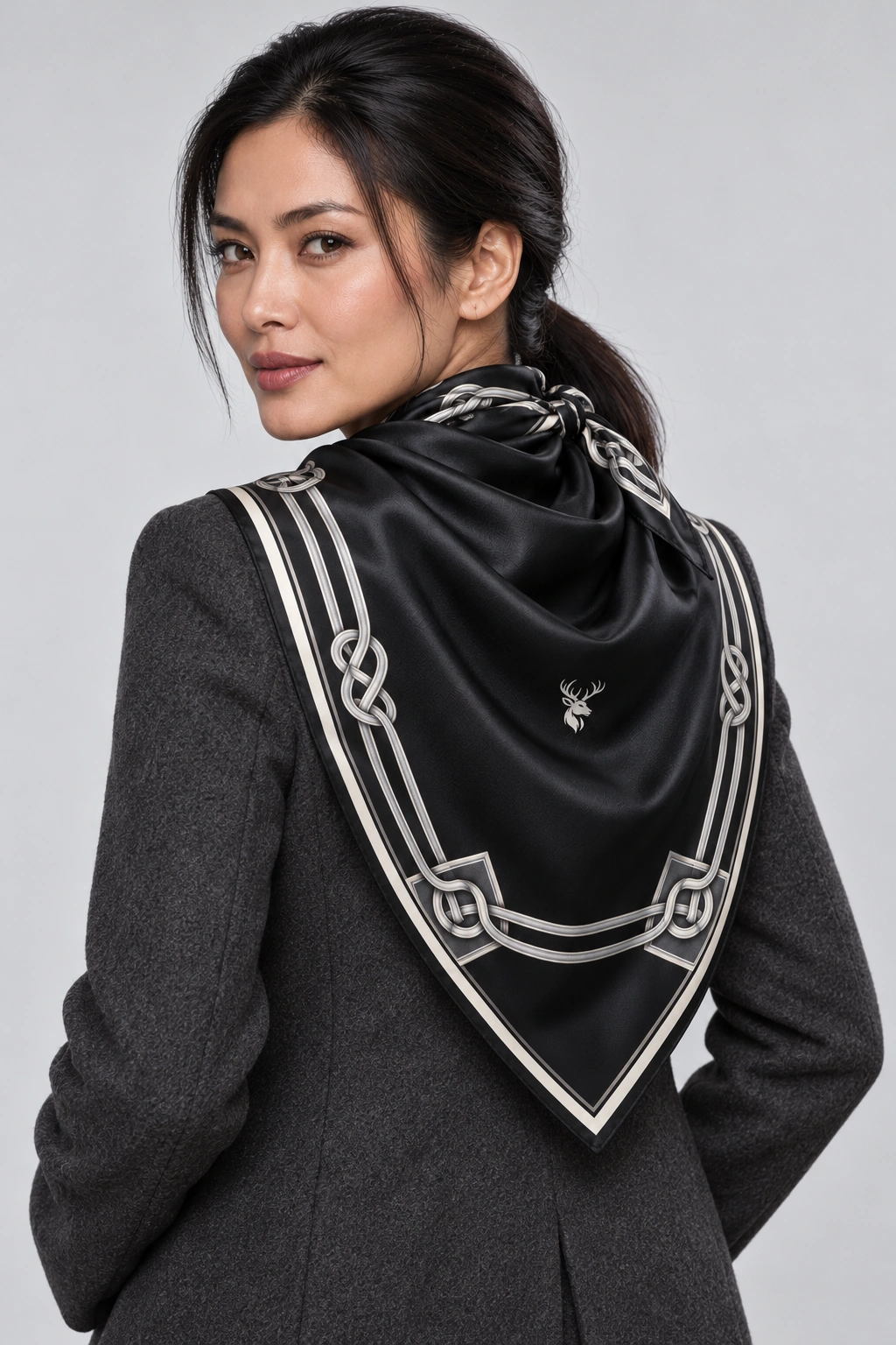 Silversmith Knot Scarf 90, On-model back view
