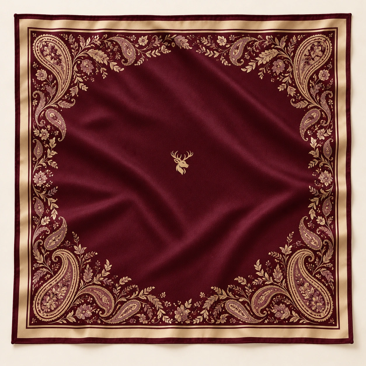 Oxblood Paisley Scarf 90, Front view
