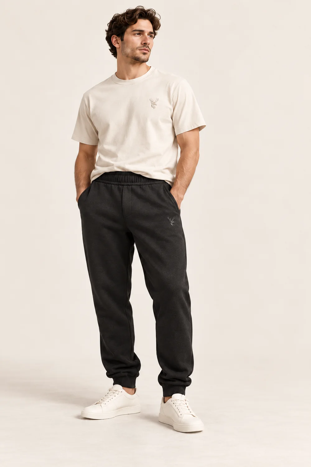 Men's Anchor Heavyweight Sweatpant — Deep Charcoal, On-model view