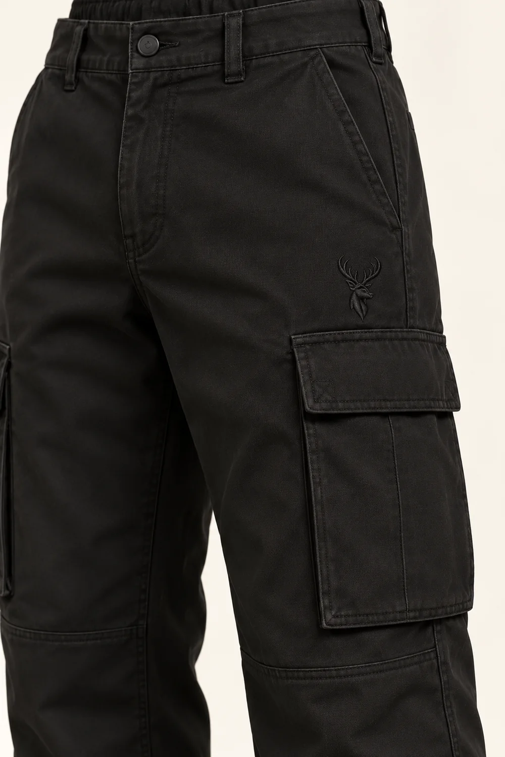 Unisex Field Relaxed Cargo — Black, Detail view