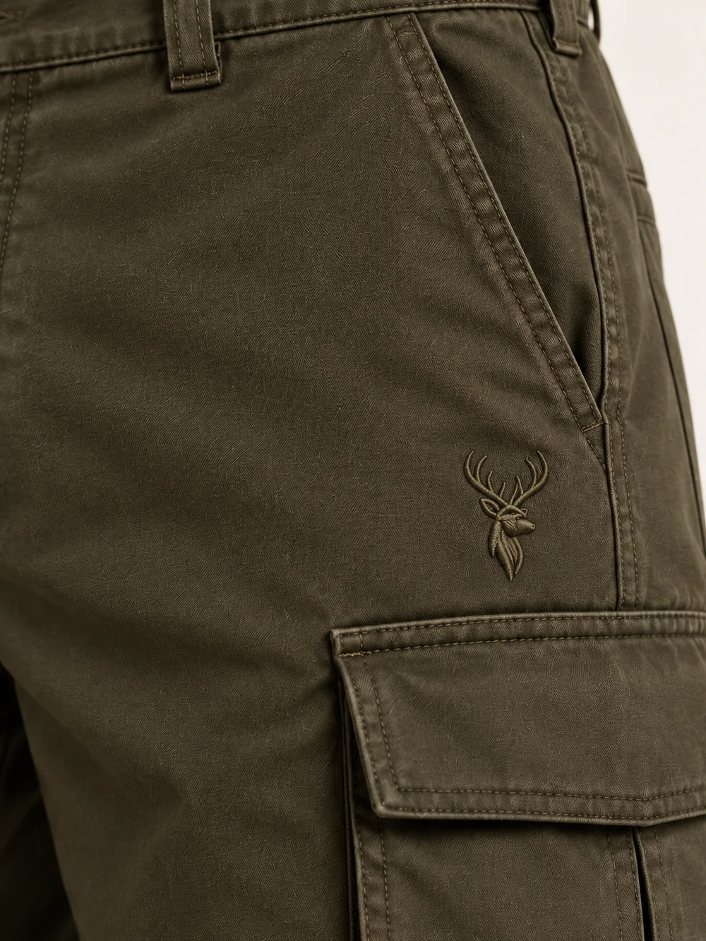 Unisex Field Relaxed Cargo — Dark Olive, Detail view