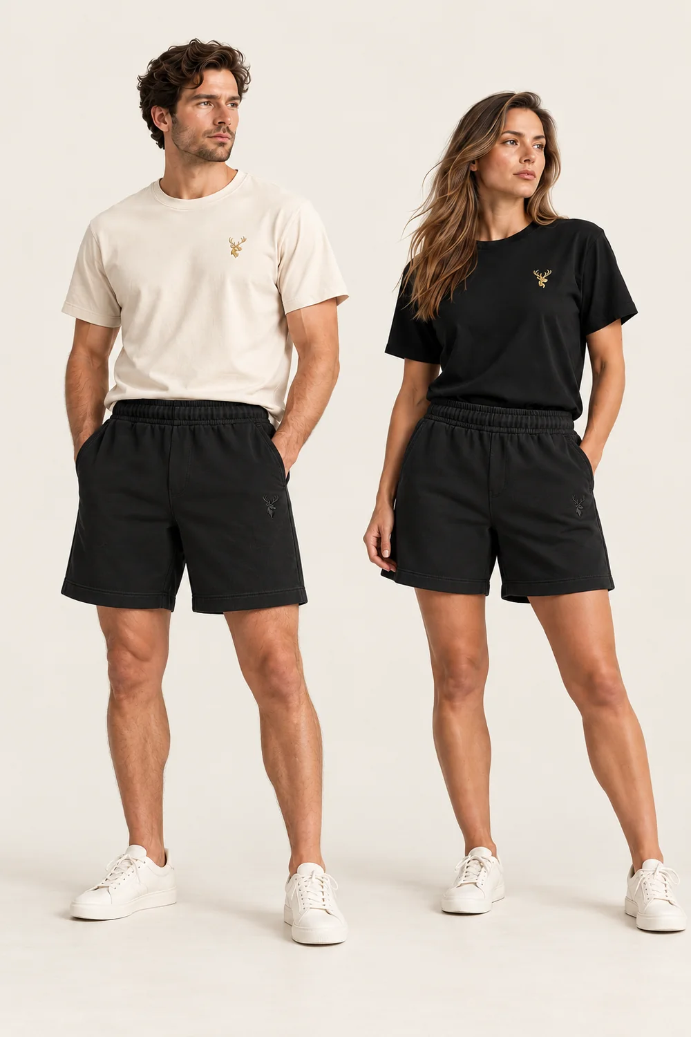 Unisex Harbor Premium Short — Black, On-model view