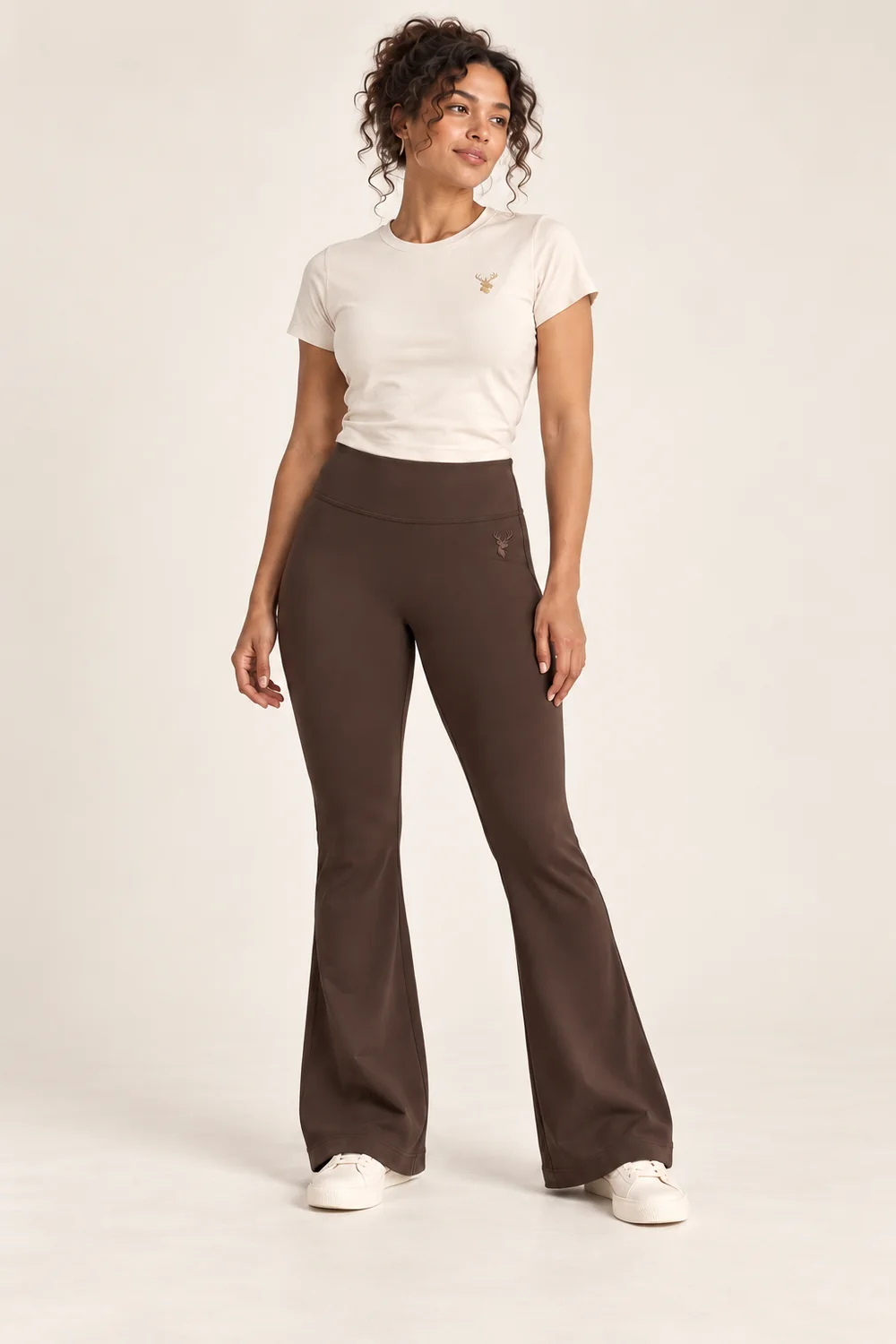 Women's Arc Flared Legging — Espresso, On-model view