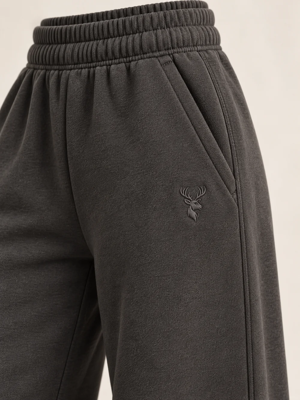 Women's Drift Wide Sweatpant — Deep Charcoal, Detail view