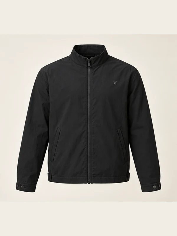 Breakwater Liner Jacket — Black in Black, front view
