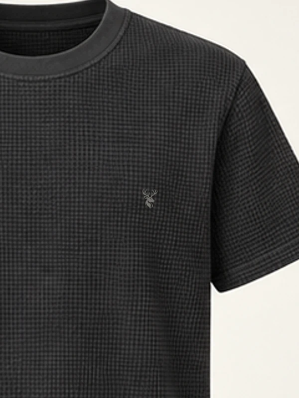 Cinder Textured Tee — Washed Black, Detail view