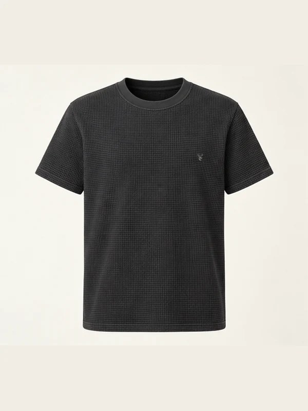 Cinder Textured Tee — Washed Black, Front view