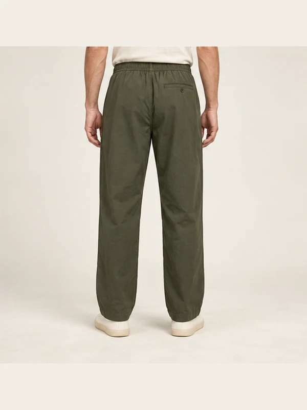 Fathom Gusset Pant — Dark Olive, On-model back view