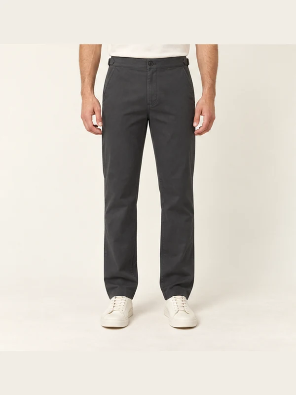 Keel Draw-Tab Trouser — Charcoal, On-model view