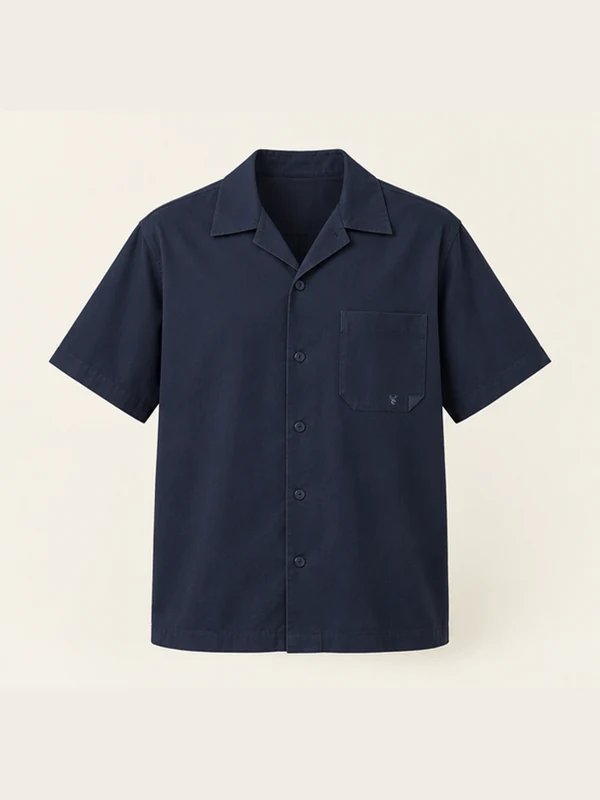 Tidemark Camp Shirt — Deep Navy in Deep Navy, front view