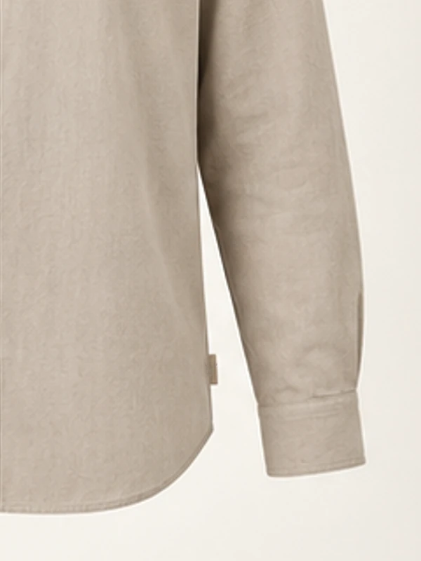 Vellum Band-Collar Shirt — Stone, Detail view