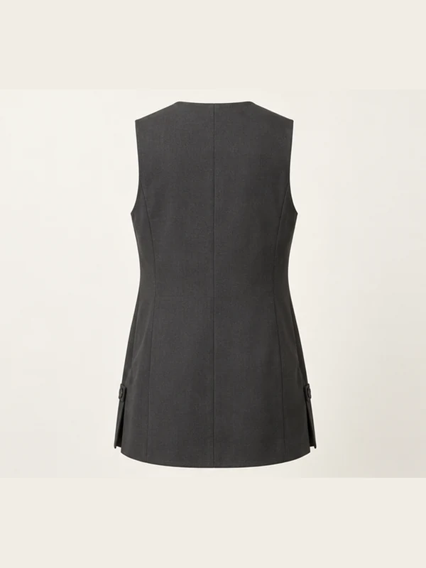 Atrium Longline Vest — Charcoal, Back view
