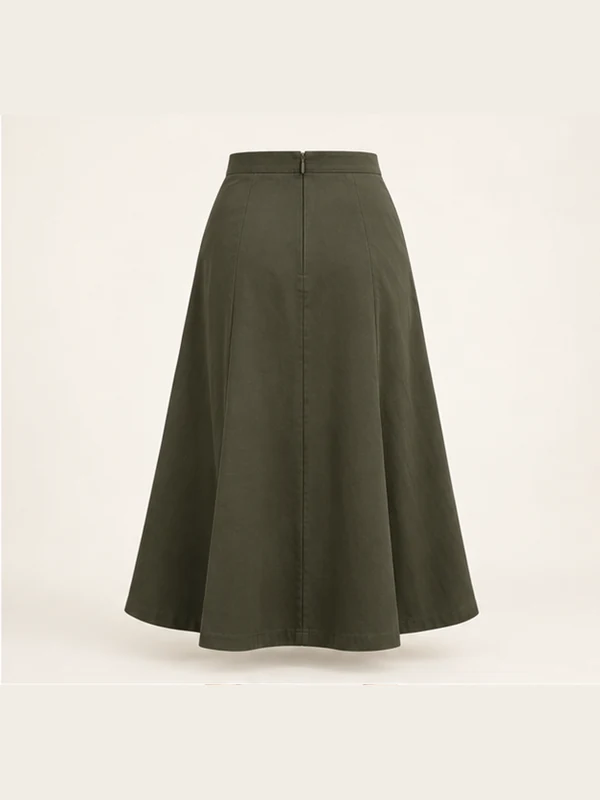 Estuary Panel Midi — Dark Olive, Back view