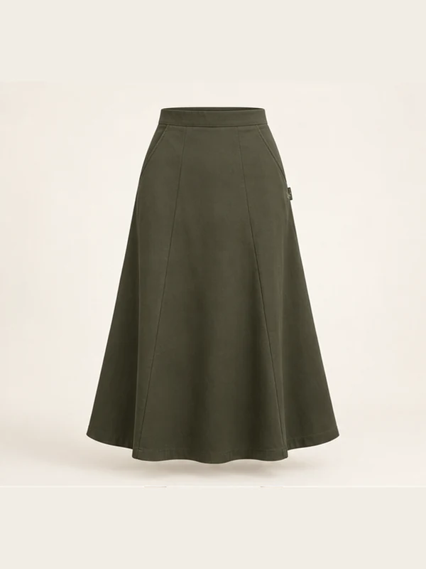 Estuary Panel Midi — Dark Olive in Dark Olive, front view