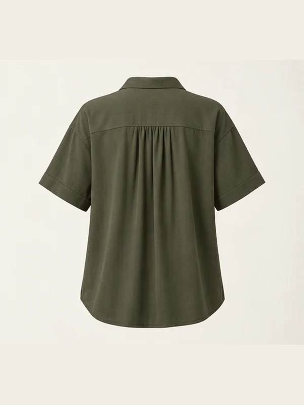 Estuary Swing Shirt — Dark Olive, Back view
