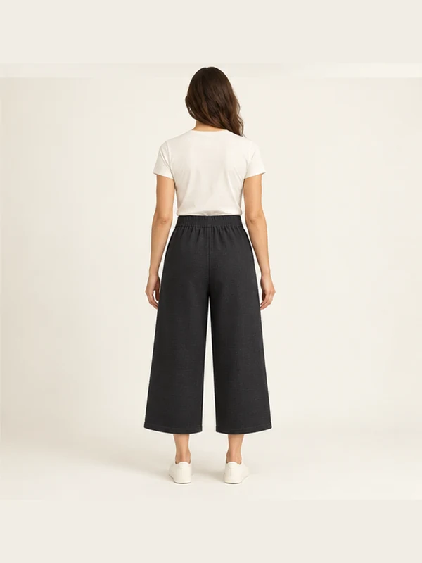 Mora Texture Culotte — Washed Black, On-model back view