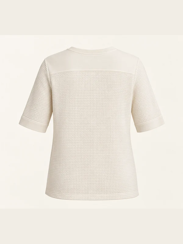 Mora Textured Elbow Tee — Off-white, Back view