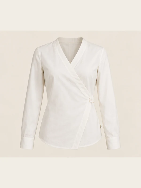 Paloma Secure-Wrap Shirt — Off-white in Off-white, front view