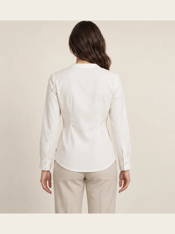 Paloma Secure-Wrap Shirt — Off-white, On-model back view