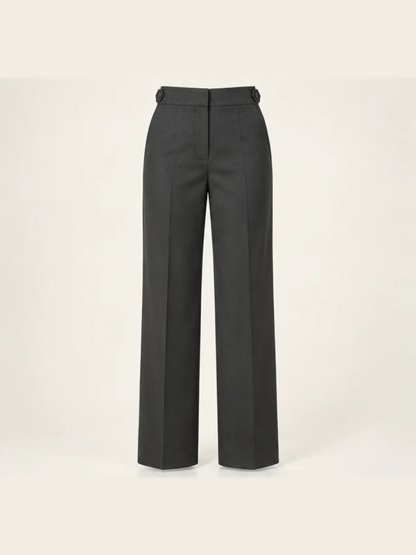 Paloma Side-Tab Trouser — Charcoal in Charcoal, front view