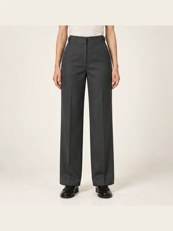 Paloma Side-Tab Trouser — Charcoal, On-model view