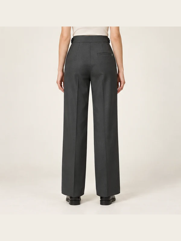 Paloma Side-Tab Trouser — Charcoal, On-model back view