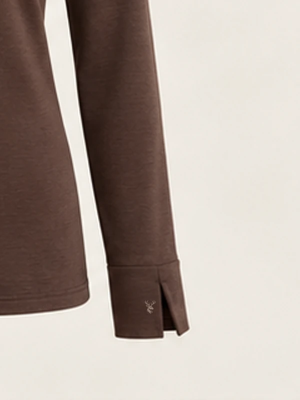 Serein Split-Cuff Henley — Espresso, Detail view