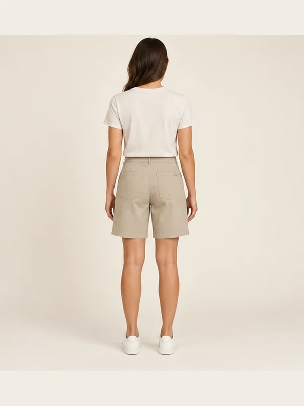 Solace Utility Bermuda — Stone, On-model back view