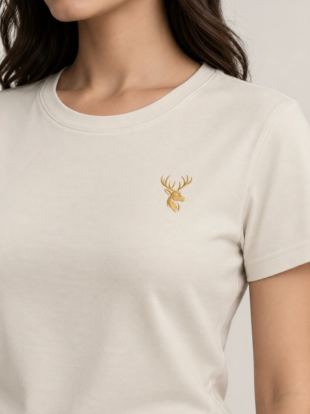 FORM / 01 Women's Contour Tee — Bone, Detail view