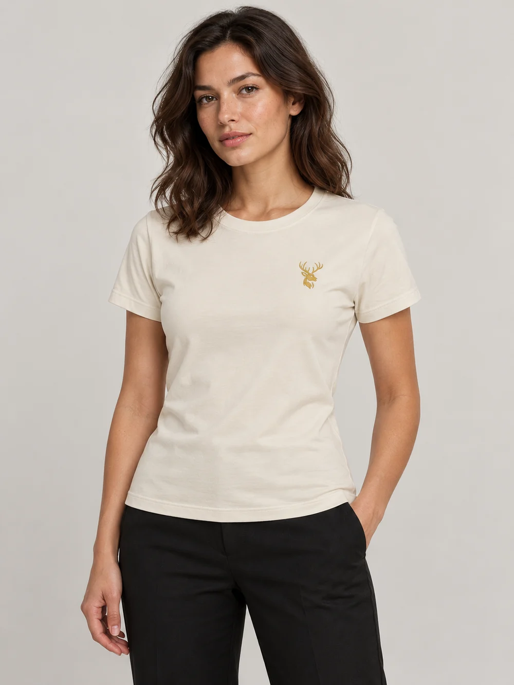 FORM / 01 Women's Contour Tee — Bone, On-model view