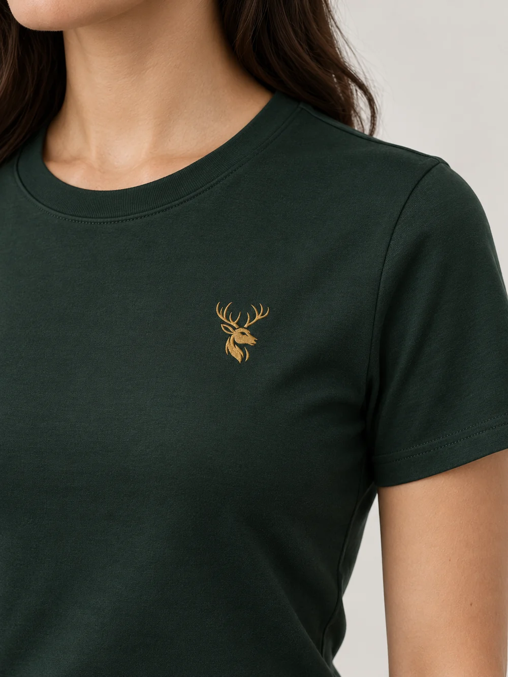 FORM / 01 Women's Contour Tee — Deep Forest, Detail view