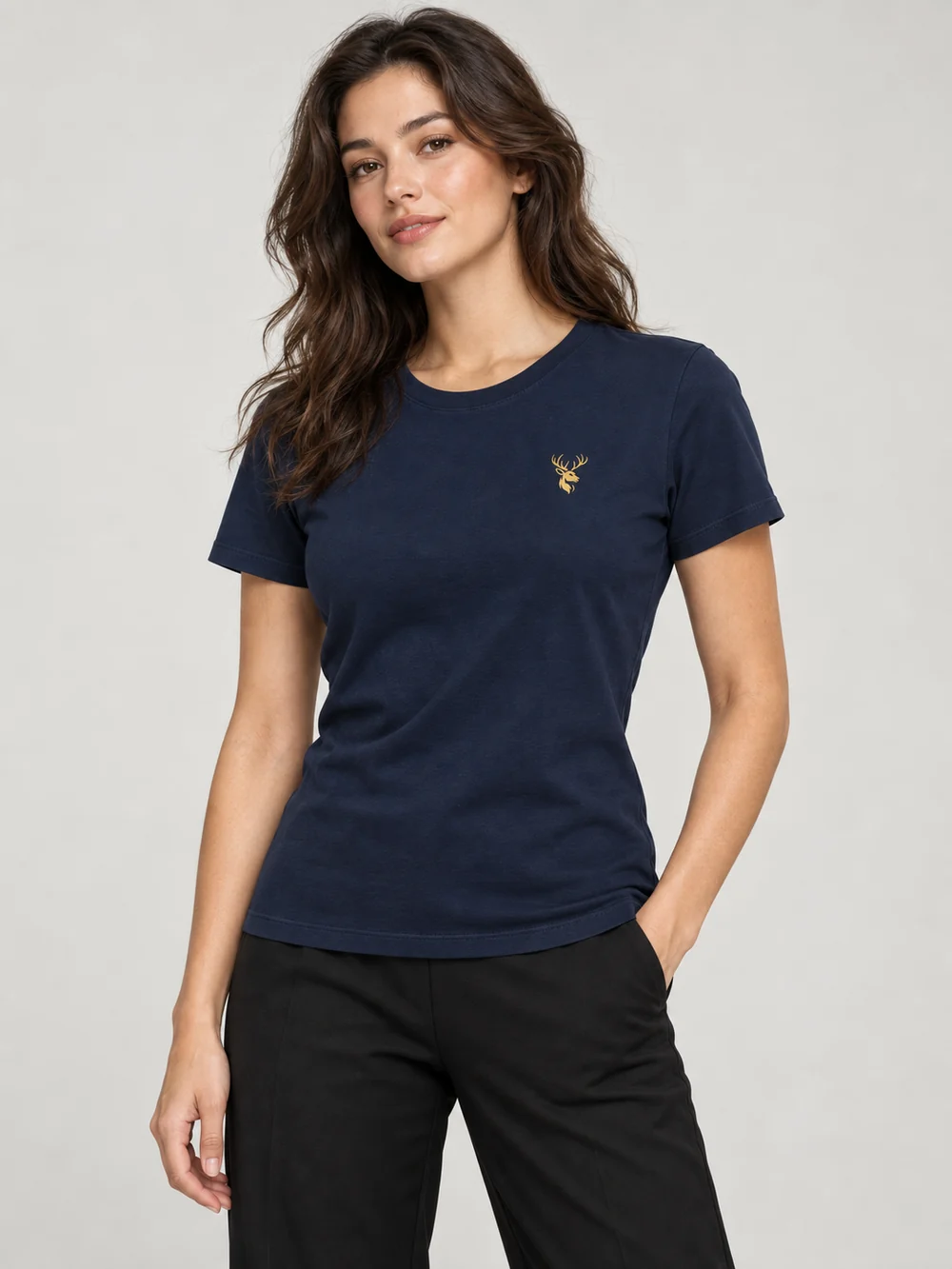 FORM / 01 Women's Contour Tee — Midnight Navy, On-model view