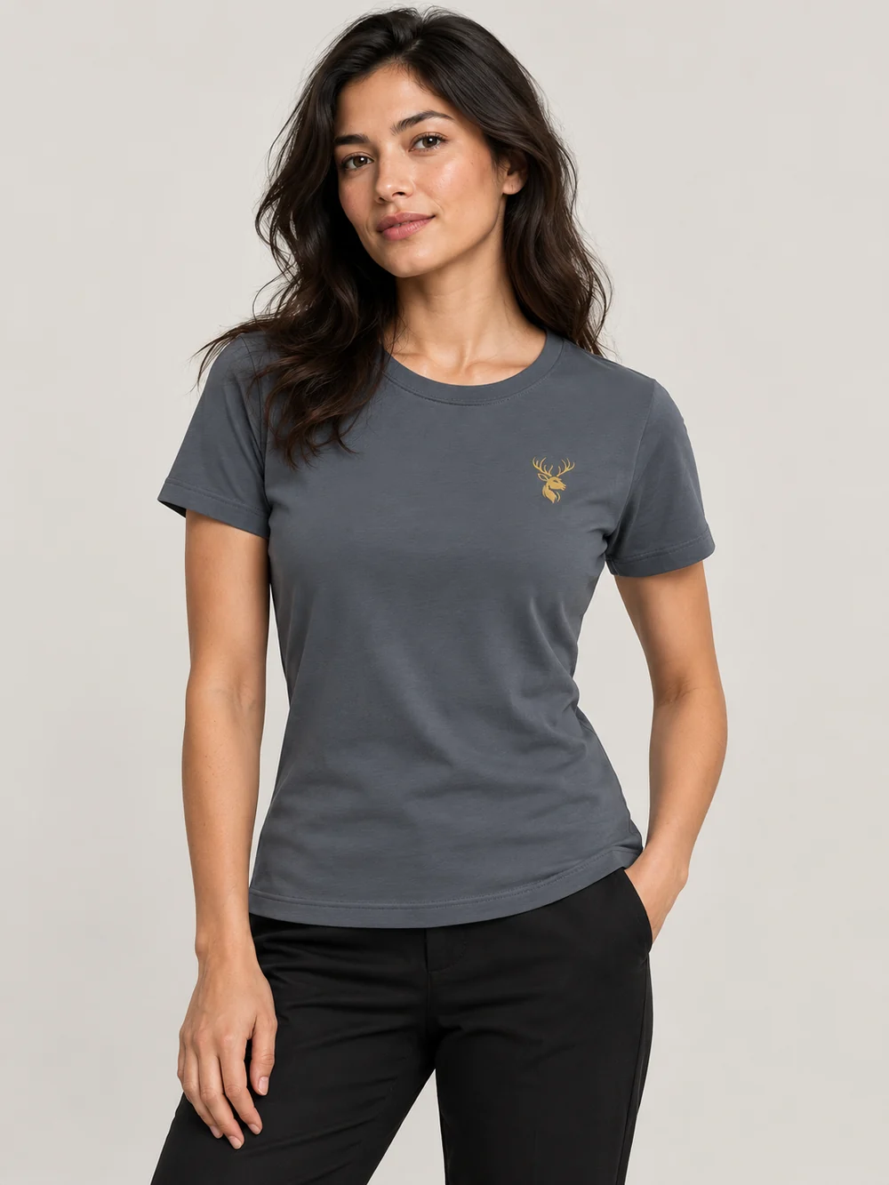 FORM / 01 Women's Contour Tee — Slate, On-model view