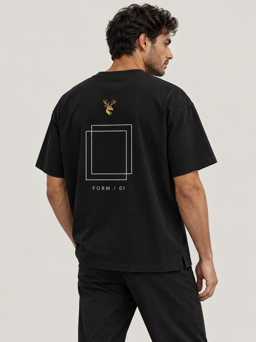 FORM / 01 Men's Frame Relaxed Tee — Black, On-model view