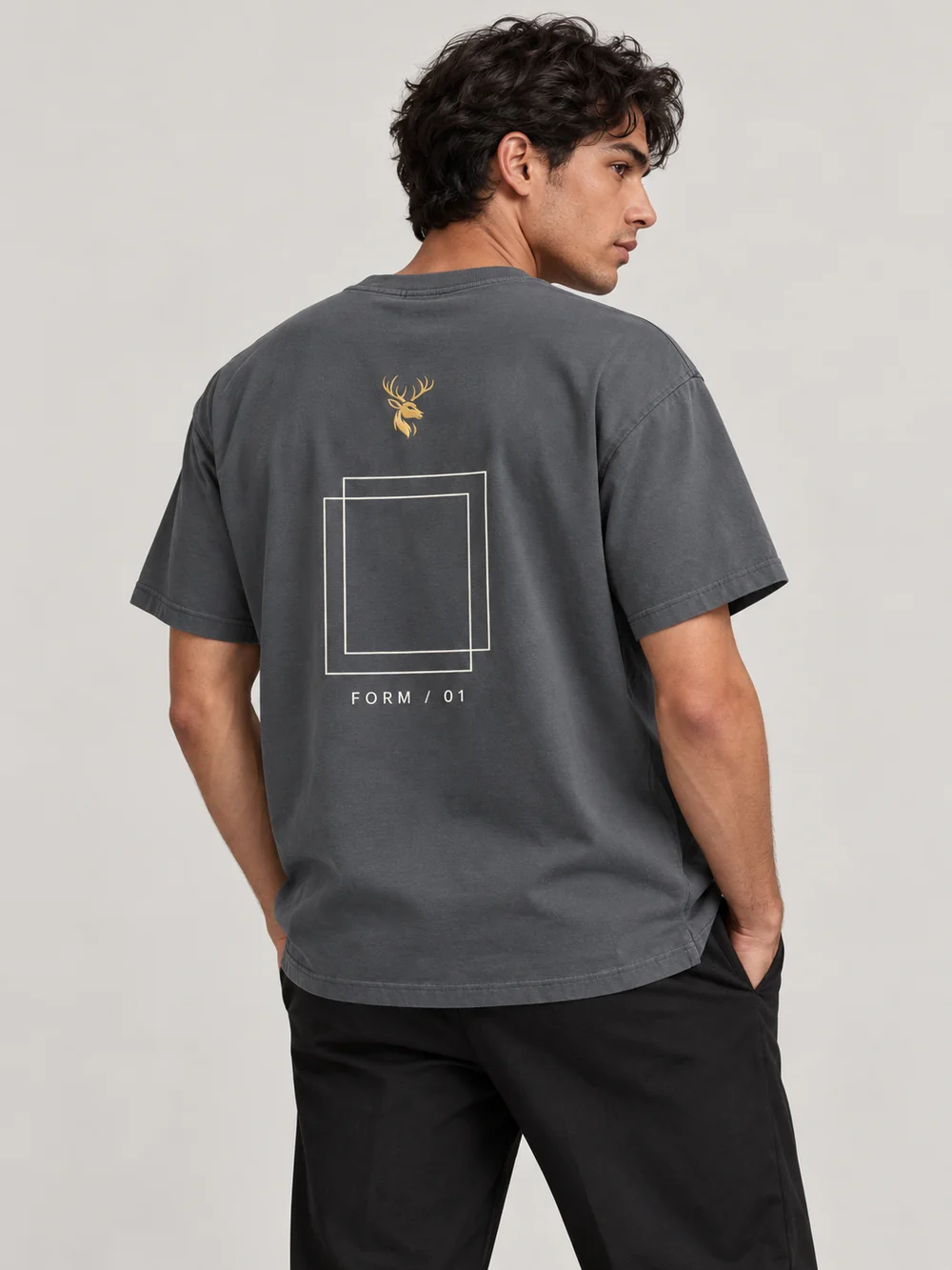 FORM / 01 Men's Frame Relaxed Tee — Slate, On-model view