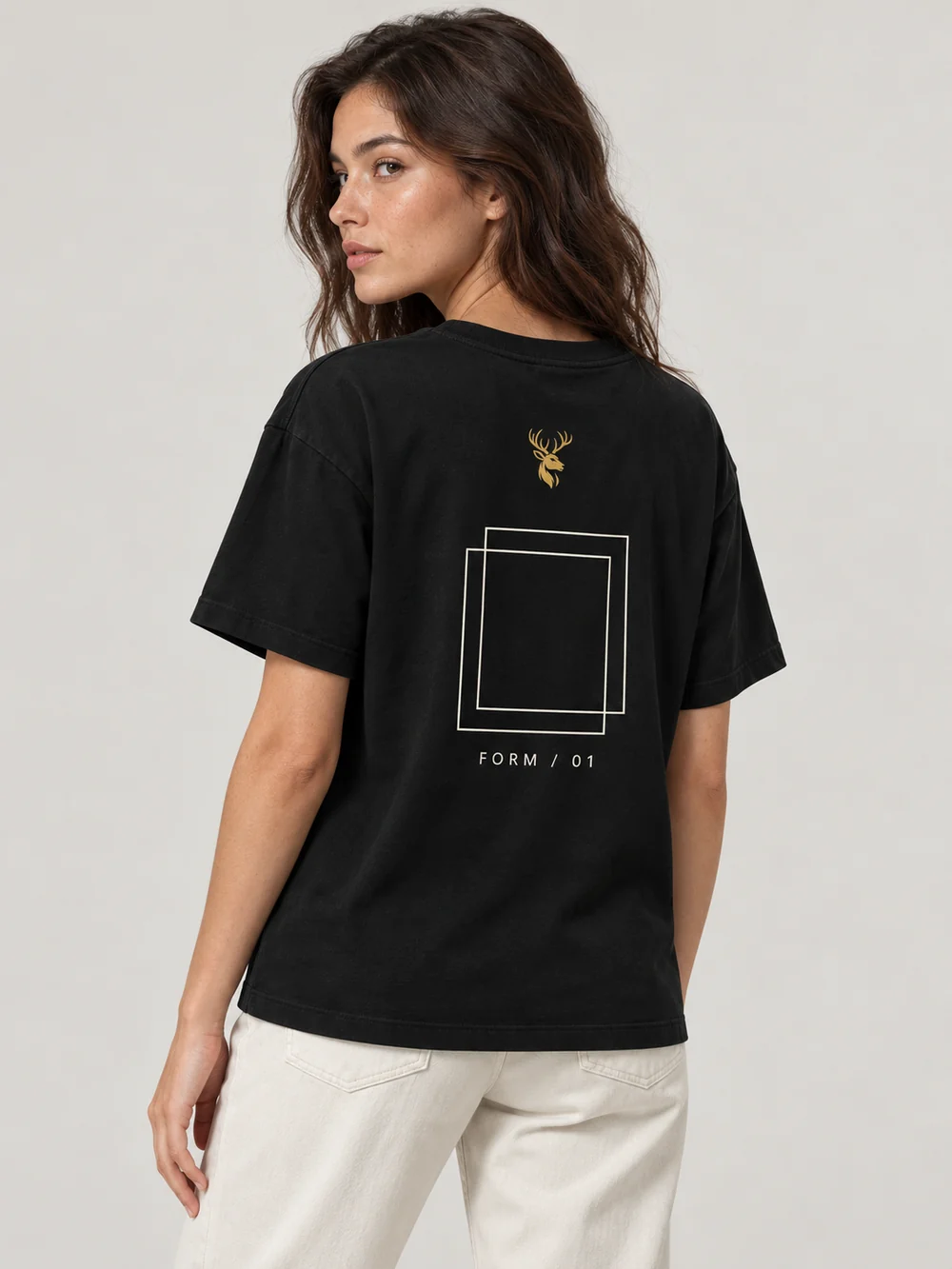 FORM / 01 Women's Frame Relaxed Tee — Black, On-model view