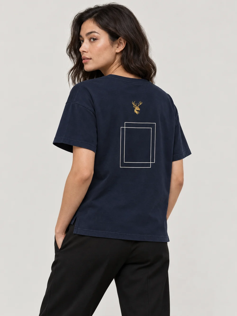 FORM / 01 Women's Frame Relaxed Tee — Midnight Navy, On-model view
