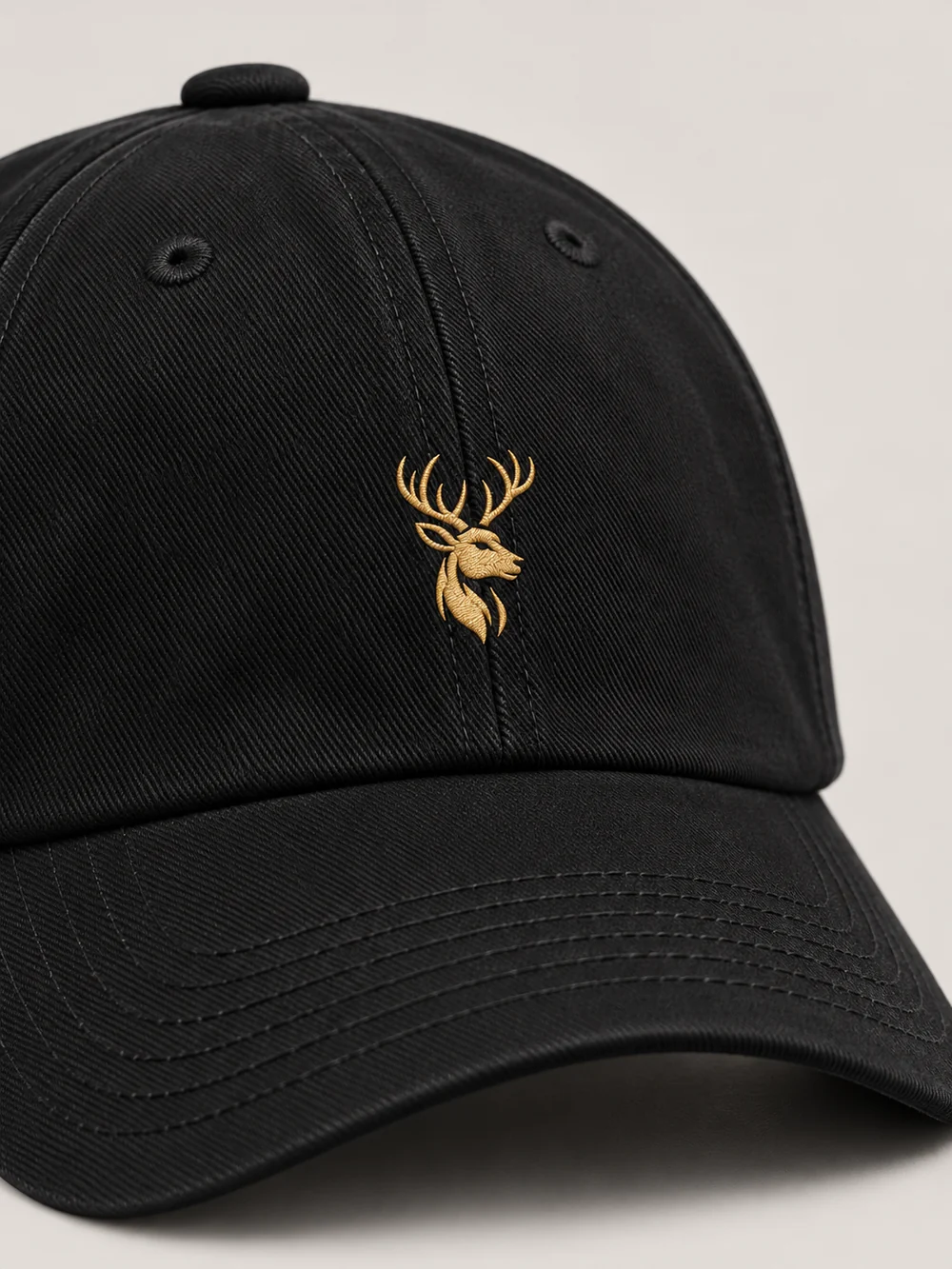 FORM / 01 Six-Panel Cap — Black, Detail view