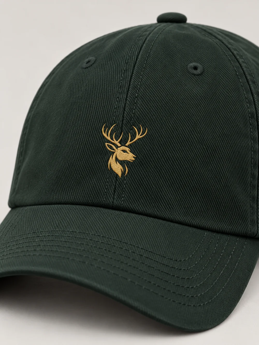 FORM / 01 Six-Panel Cap — Deep Forest, Detail view