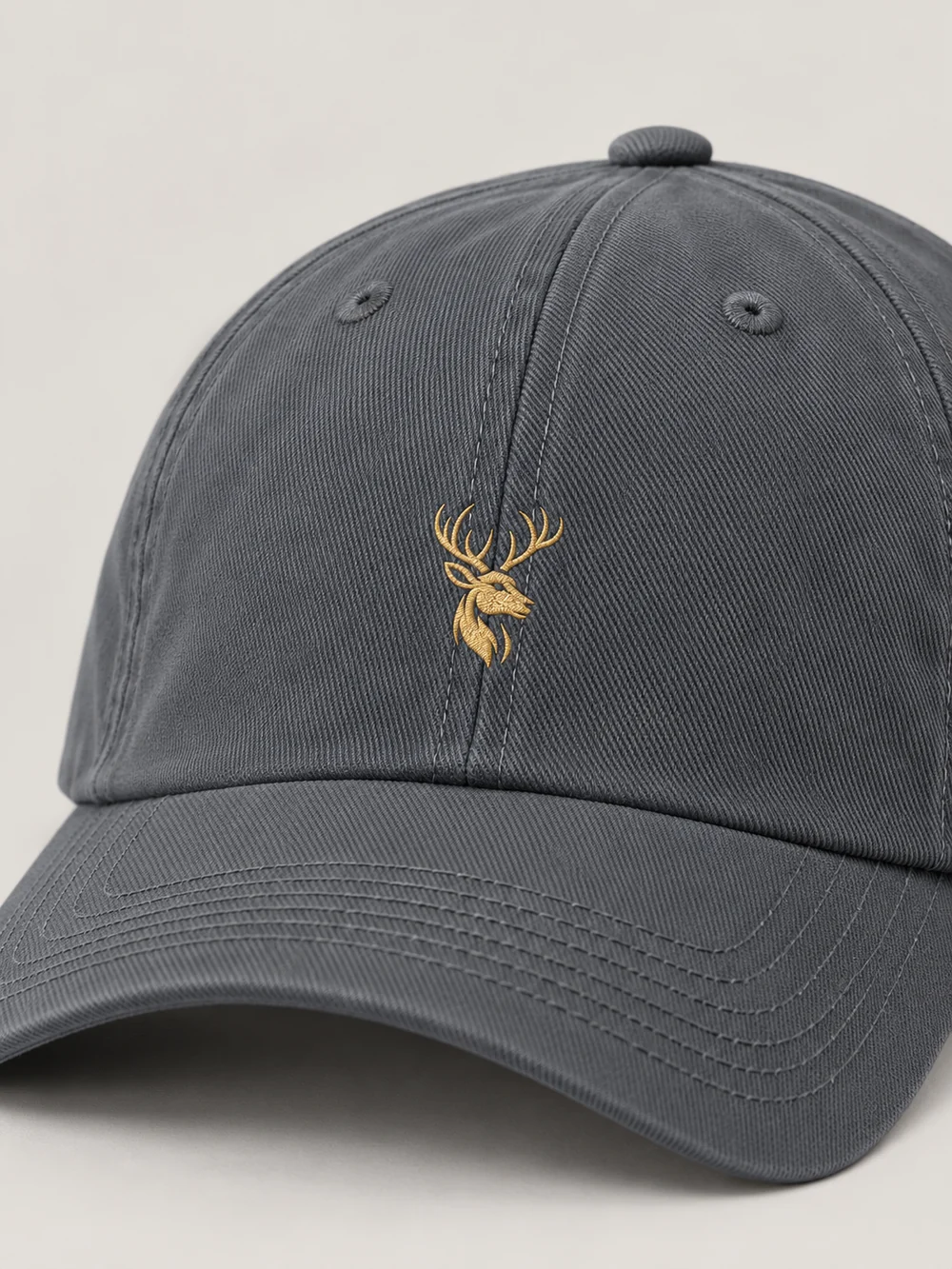 FORM / 01 Six-Panel Cap — Slate, Detail view