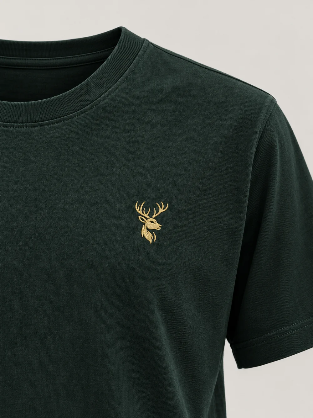 FORM / 01 Men's Straight Tee — Deep Forest, Detail view