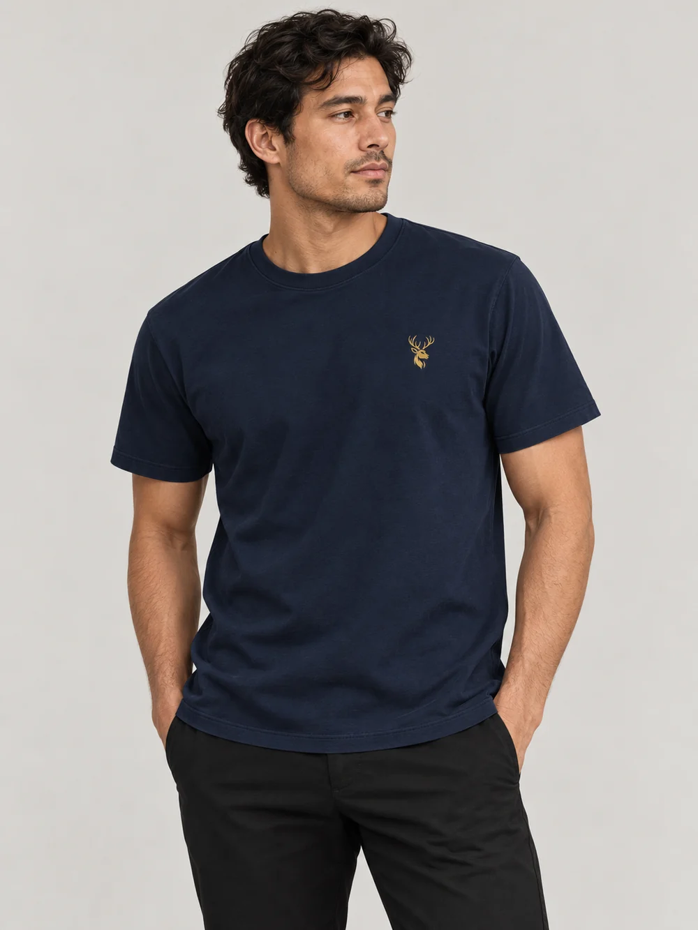 FORM / 01 Men's Straight Tee — Midnight Navy, On-model view