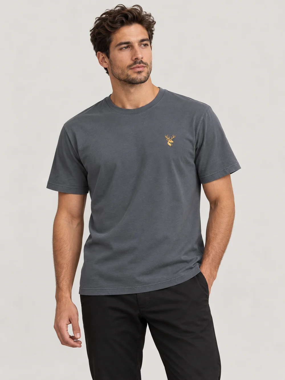 FORM / 01 Men's Straight Tee — Slate, On-model view
