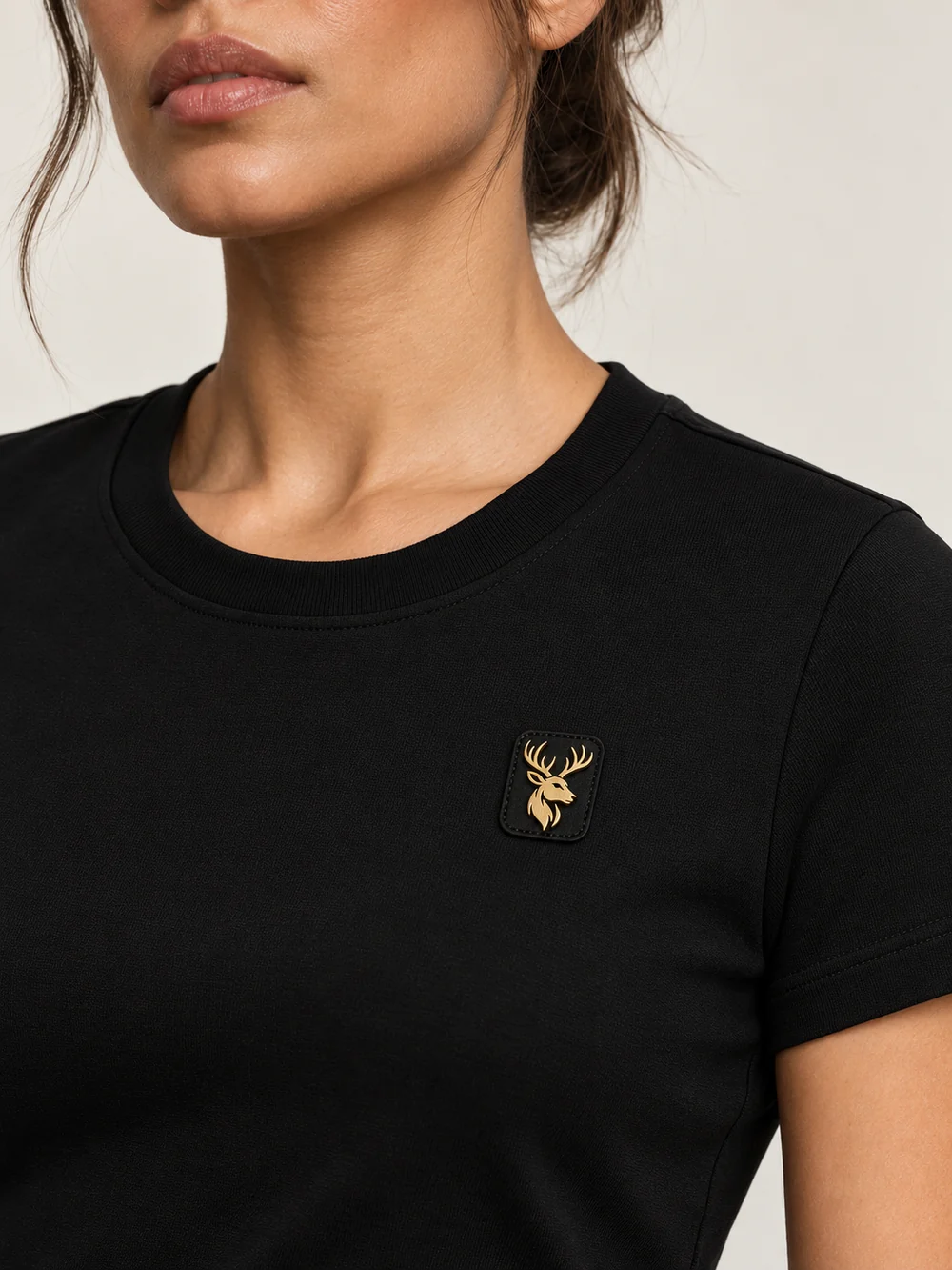 Gold Edition Women's Contour Tee — Black, Detail view