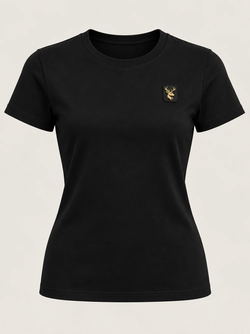 Gold Edition Women's Contour Tee — Black in Black, front view
