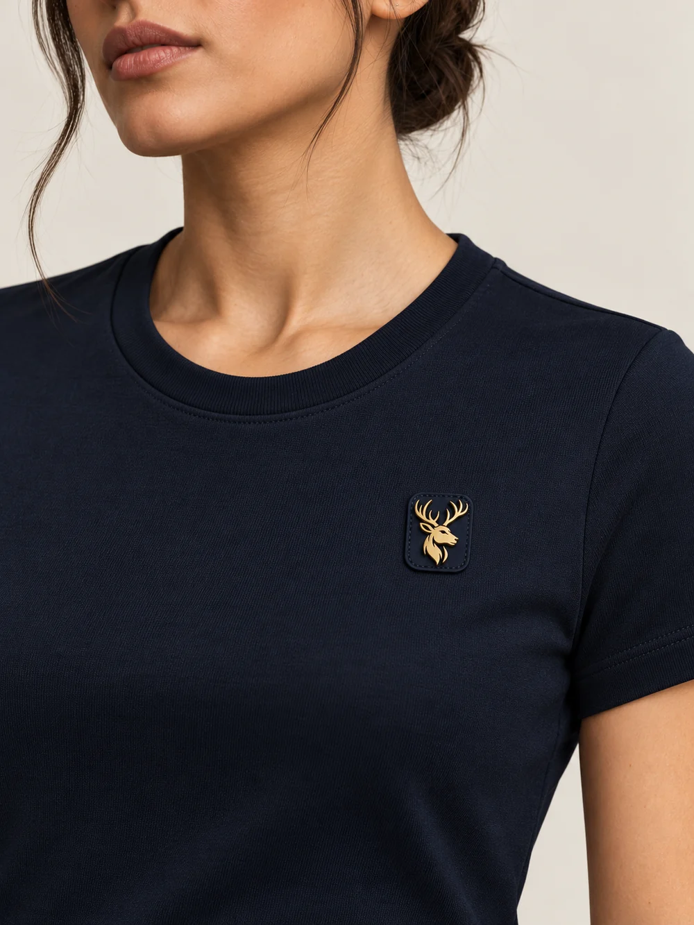 Gold Edition Women's Contour Tee — Midnight Navy, Detail view